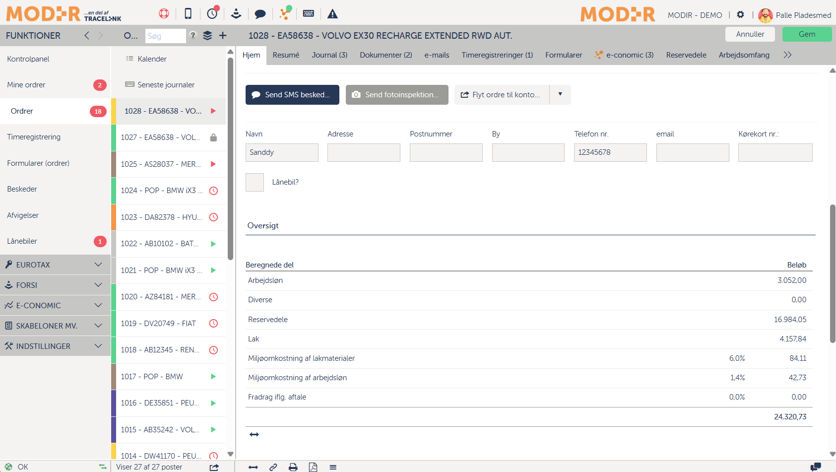 Et skærmbillede af afsendelse af fotoinspektion på desktop.